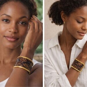 Snakeskin Print Gold Cuff Bracelet – Bold Statement Accessory